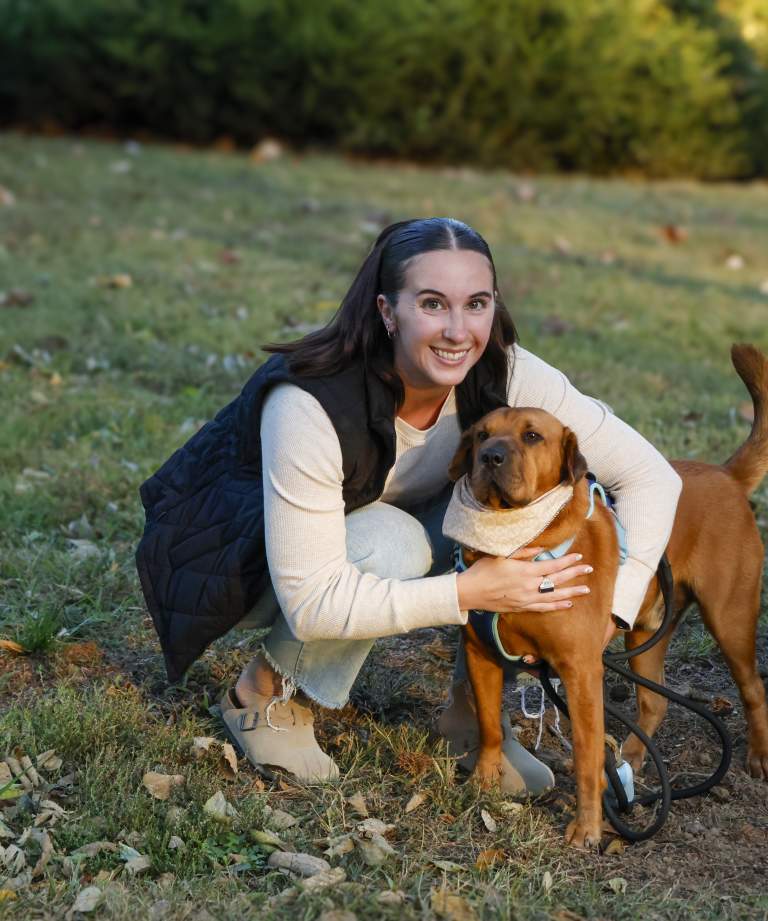 Dog with human at Deming Park