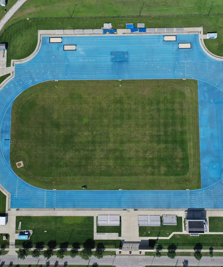 Indiana State University Track and Field overhead in Terre Haute, Indiana