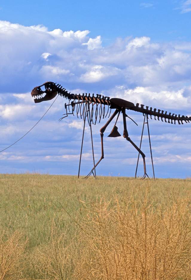 Skeleton Man & Dinosaur, I-90 near 1880 Town