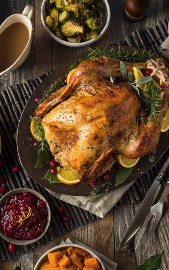 Thanksgiving spread on table