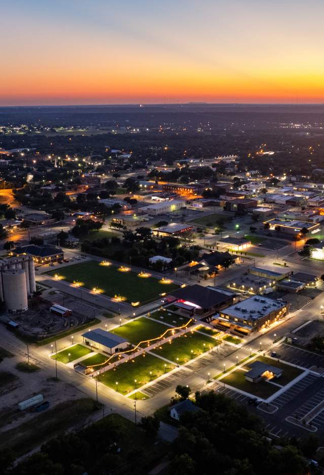 Brownwood Event Center Aerial at Twilight