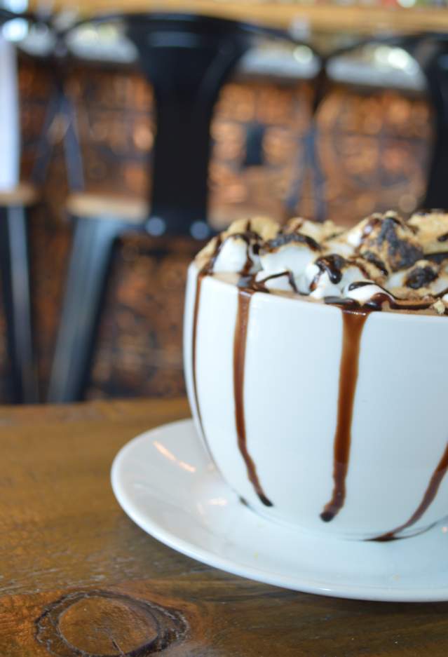 Hand crafted coffee drink at Trummers