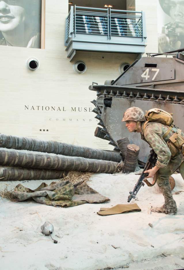 Statues of men in a battle scene at the National Museum of the Marine Corps