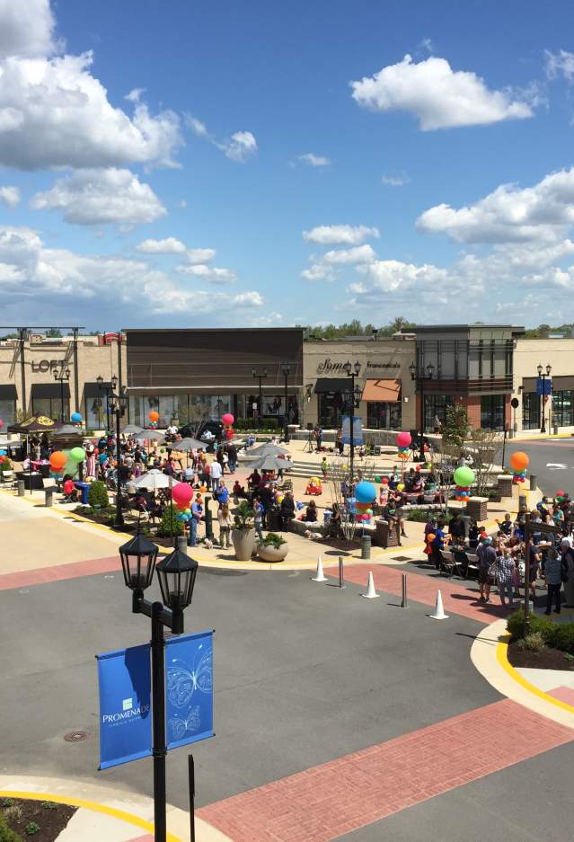 aerial view of Virginia Gateway with crowds of people