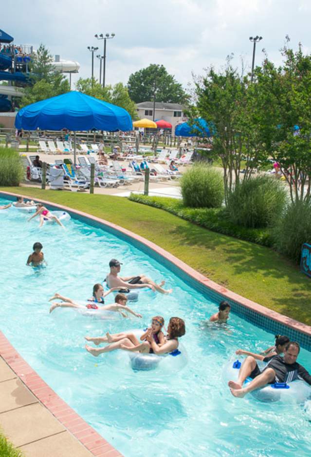 People in tubes going down a lazy river