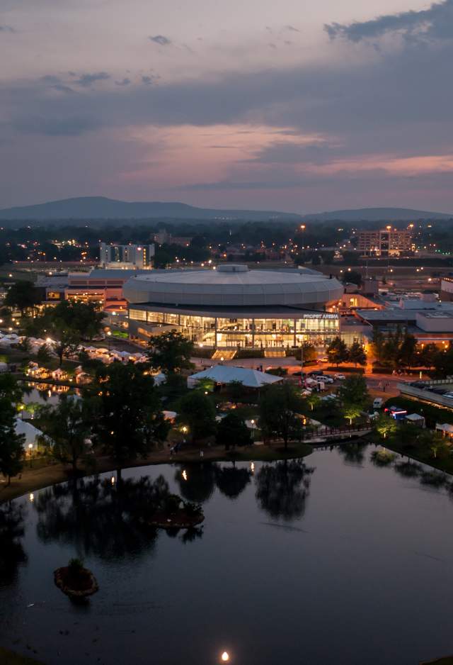 Aerial View Of Von Braun Center In Huntsville, AL