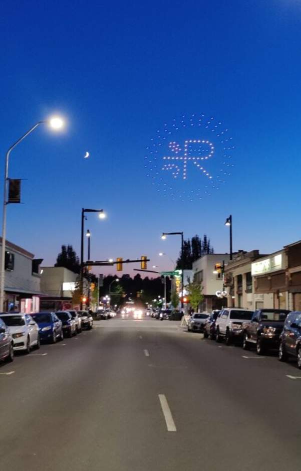 drone show over downtown