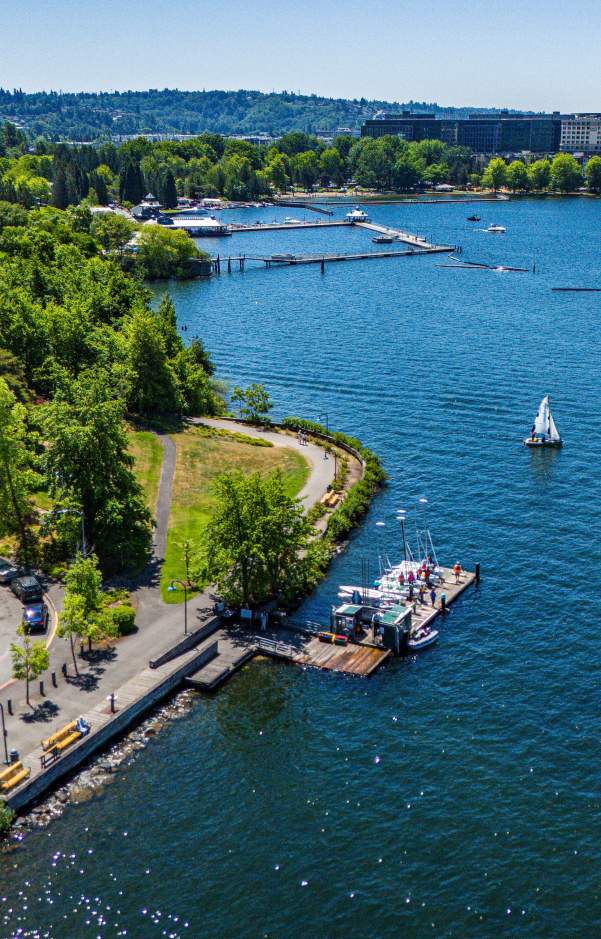 aerial of outdoor attractions on the water