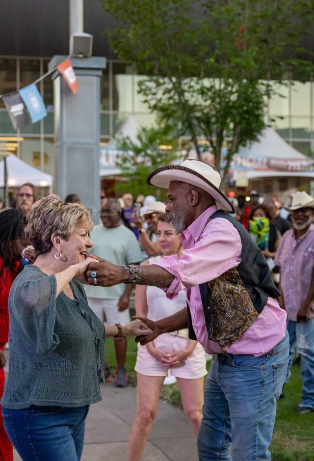 Two people dancing at Baton Rouge Blues Festival