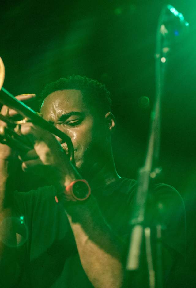 Trumpet player on stage