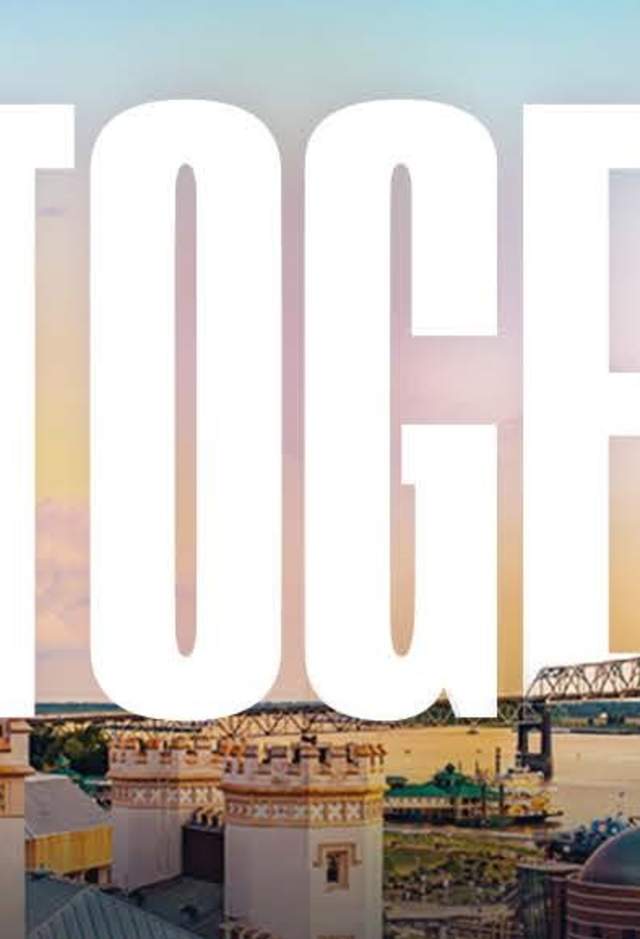 Downtown Baton Rouge Skyline with words "BTR Together"