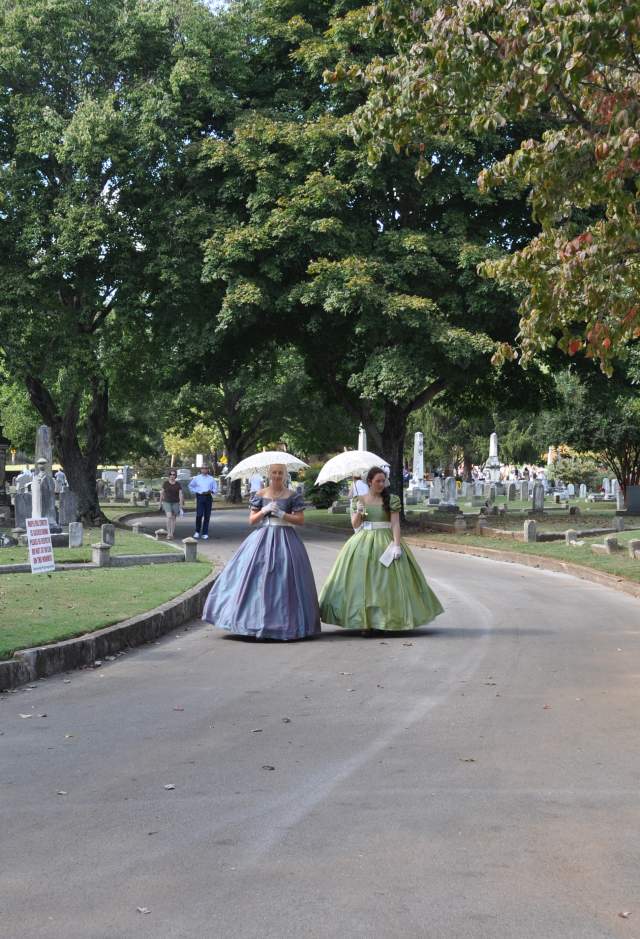 This is a picture of characters dressed up for the Maple Hill Cemetery Stroll.