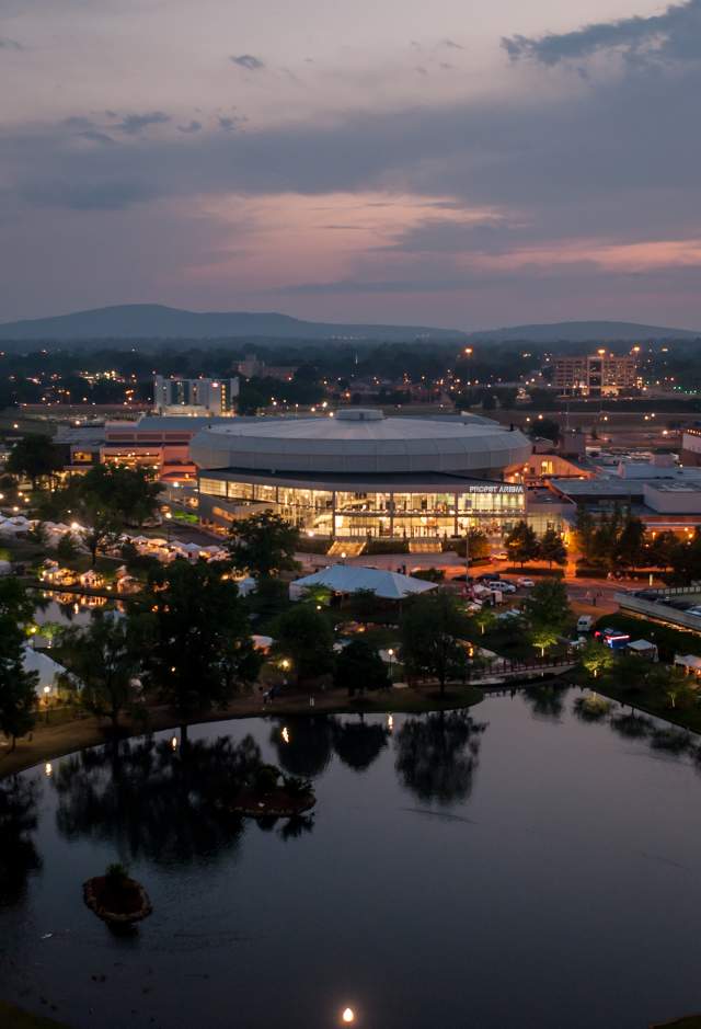Aerial View Of Von Braun Center In Huntsville, AL