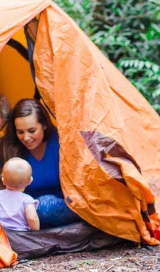 family in tent