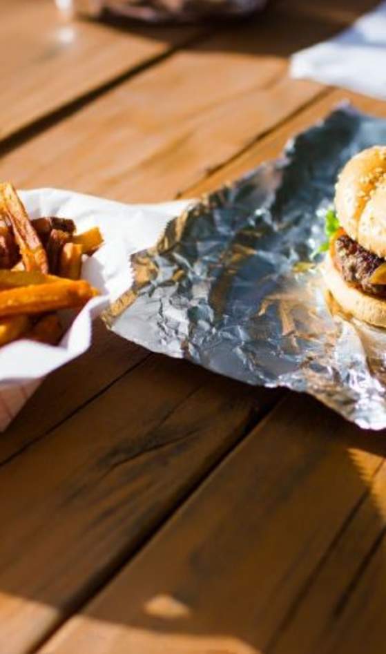 Hamburger and fries