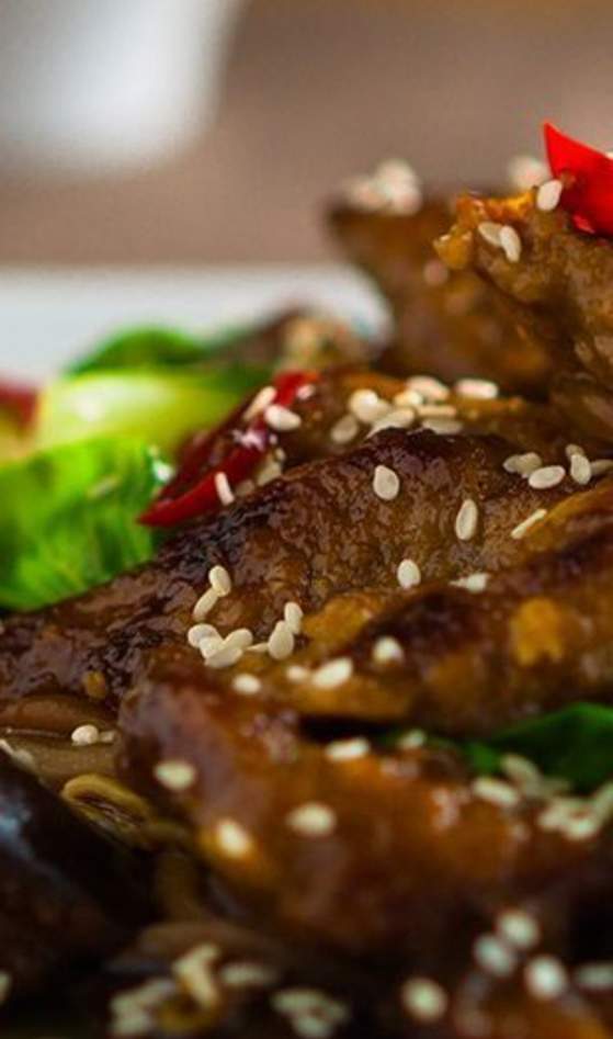 plated asian food