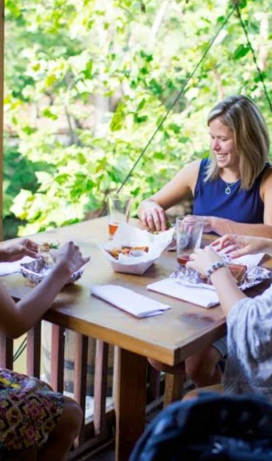 women eating at casual restaurant