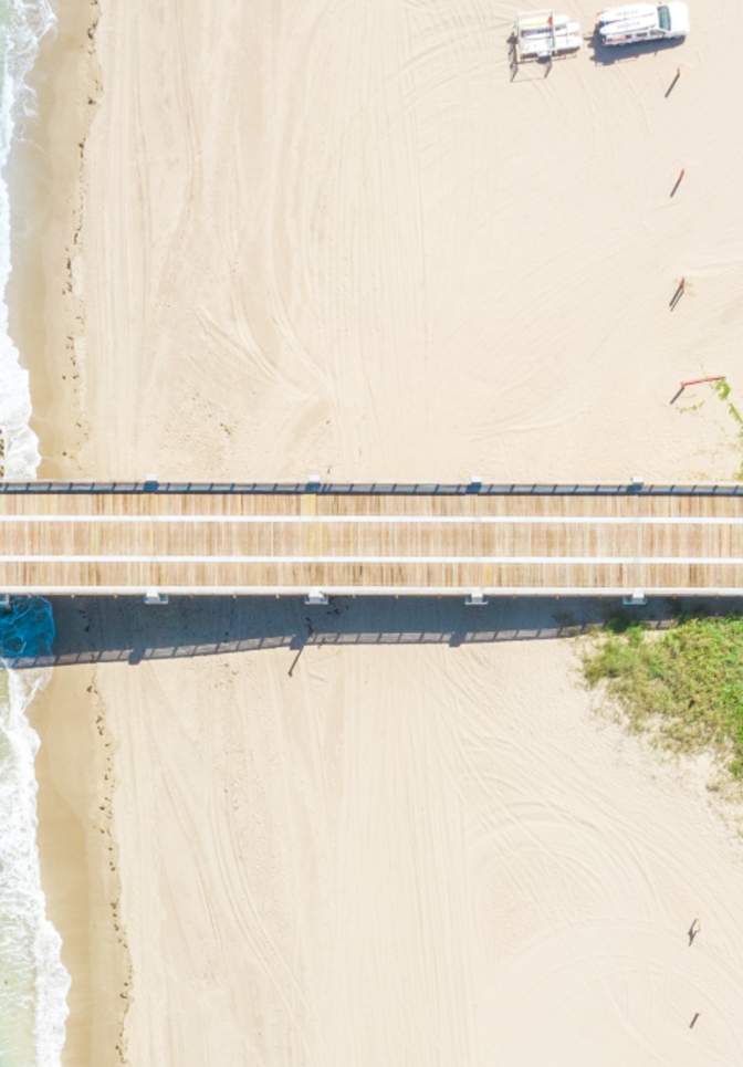 Aerial View of Ocean Boardwalk at Pompano Beach in Fort Lauderdale