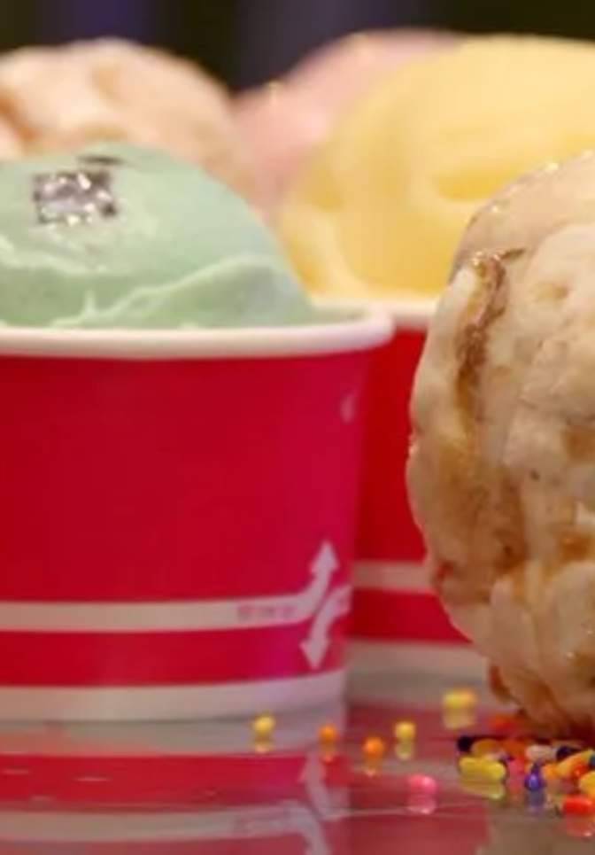 Ice Cream in cups and waffle cones
