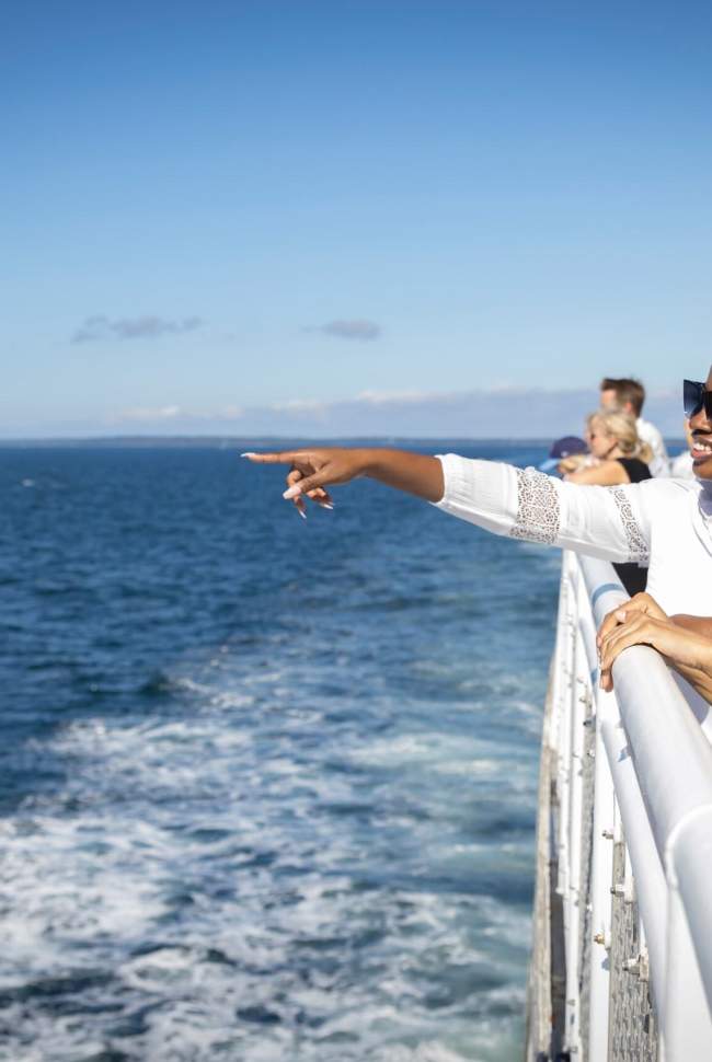 women on a ferry