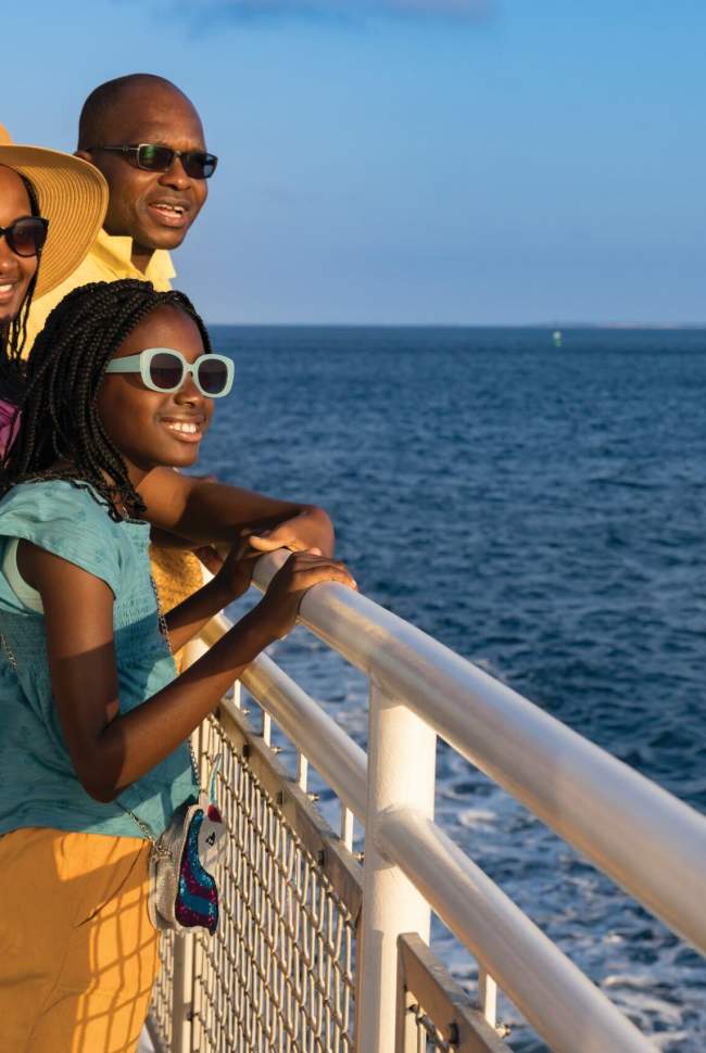 family on a ferry