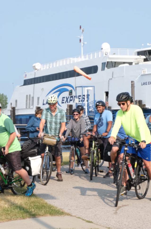 Bicyclers at Lake Express Ferry