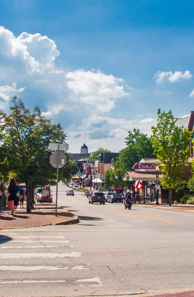 A lively Kirkwood Avenue on a sunny summer day