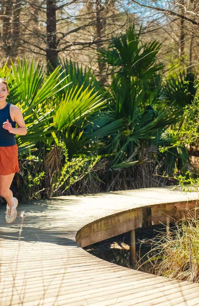 Woman running at a park
