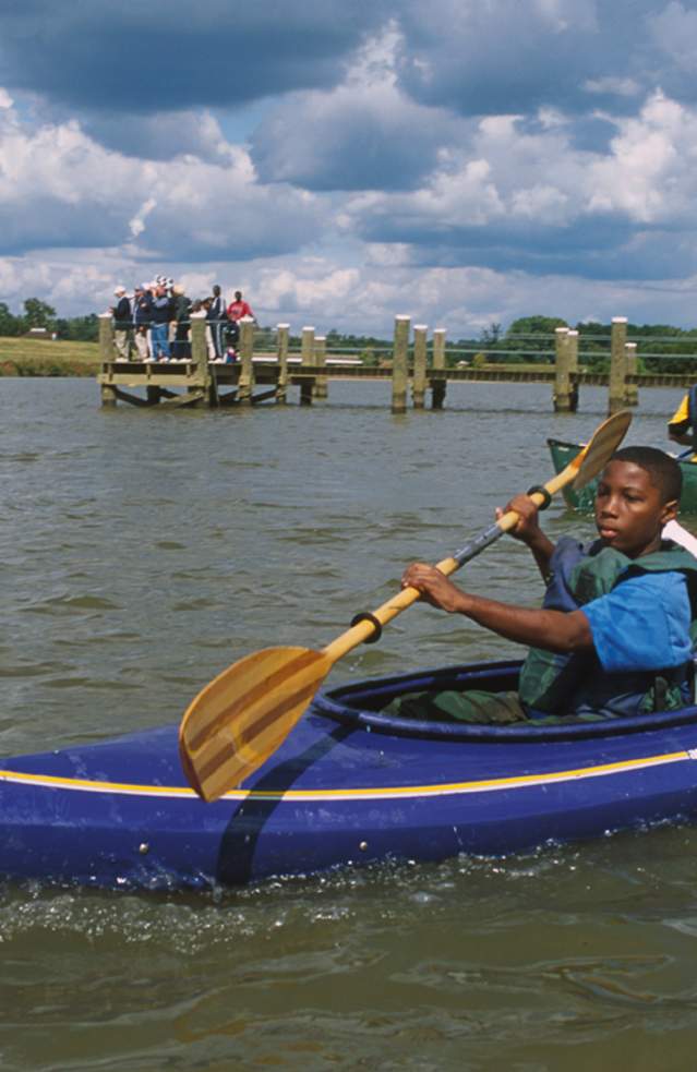Child Kayaking Bladensburg Waterfront Park in Prince George County