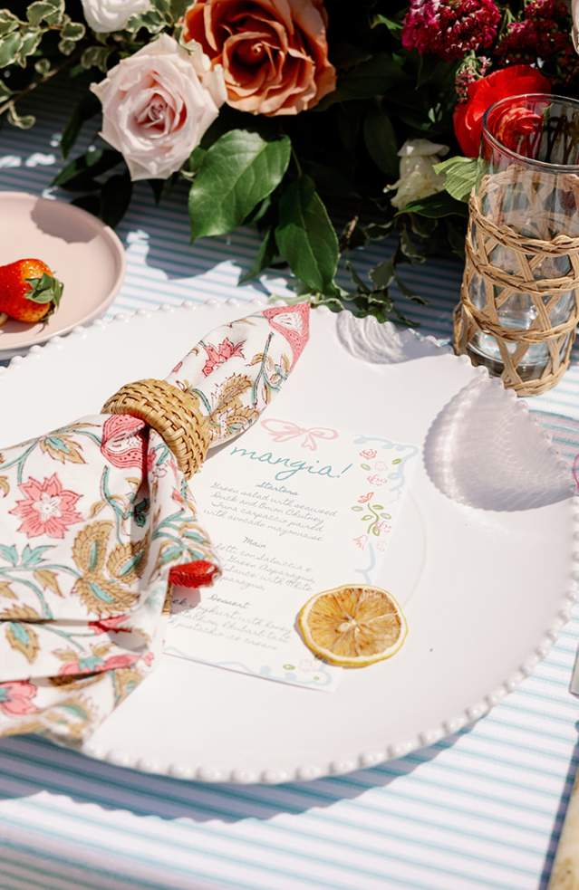 Table setting at a wedding event in Temecula