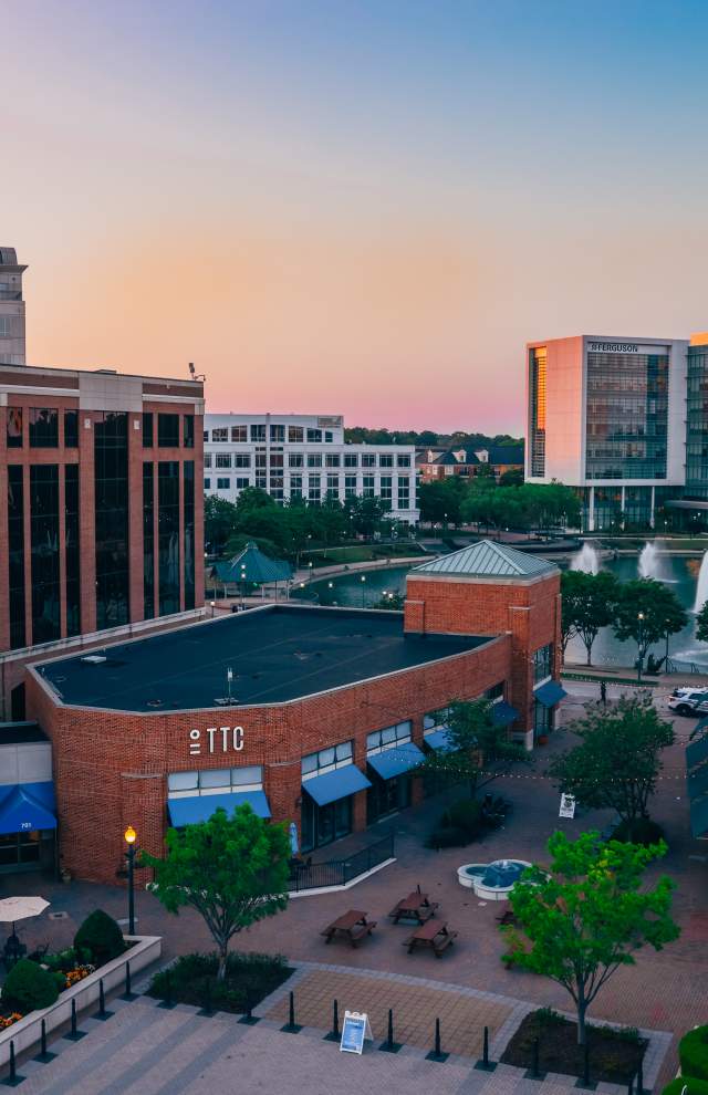 City Center skyline with sunset