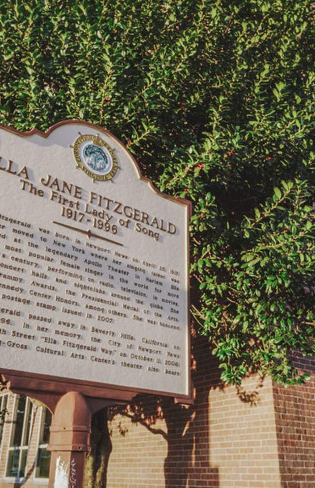 Ella Fitzgerald Historical Marker outside Downing-Gross