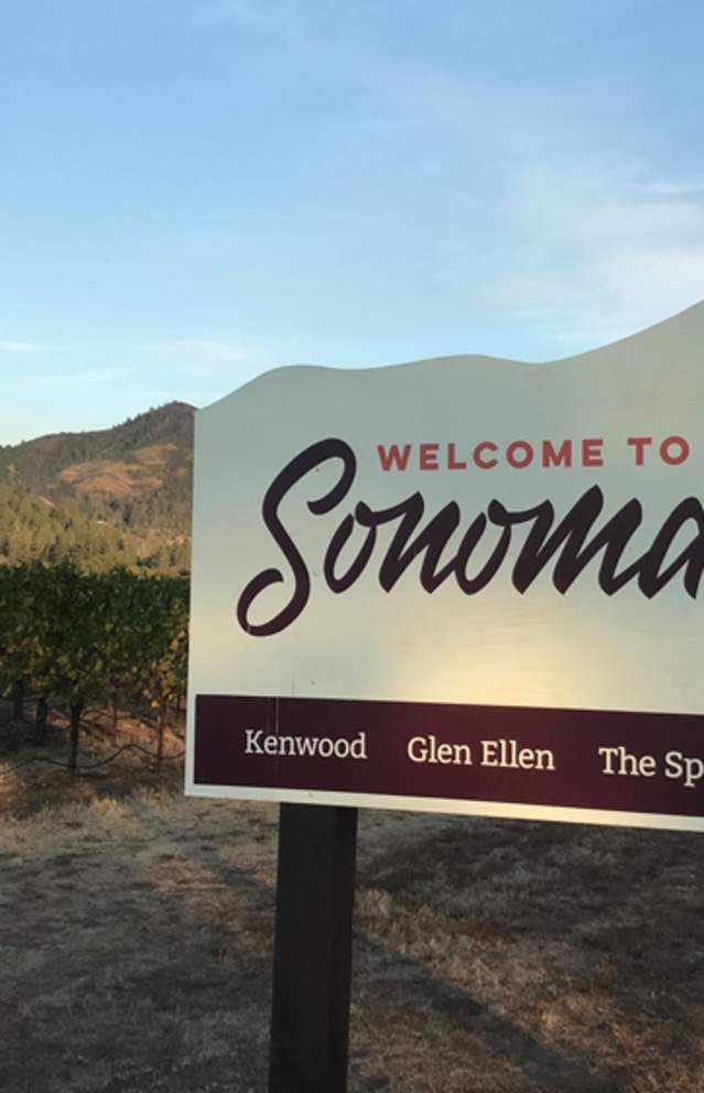 Welcome to Sonoma Valley sign in the vineyards