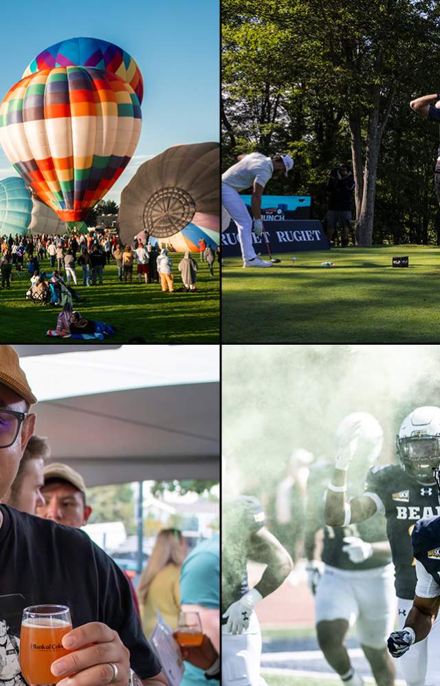 Gotta Get to Greeley graphic featuring Aims Aardvark Embark, UNC Homecoming, Oktobrewfest and WLD Championship