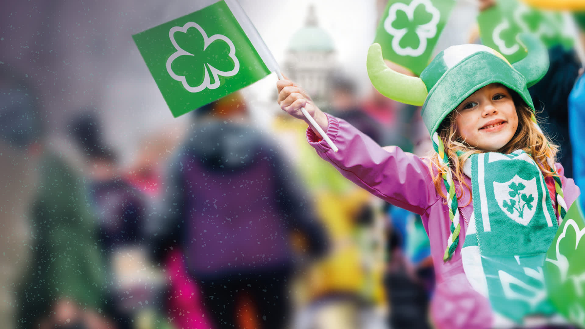 Little girl enjoying St Patrick’s Day in Belfast