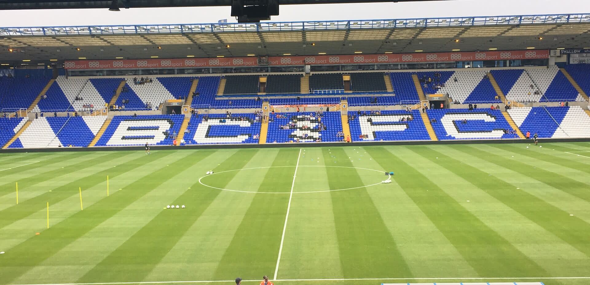 The field and stands at Birmingham City Football Club