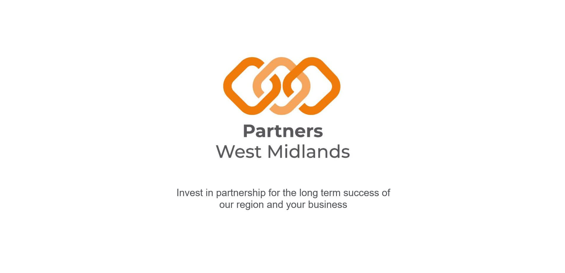 The Partners West Midlands logo, followed by the mission statement "Invest in partnership for the long term success of our region and your business."