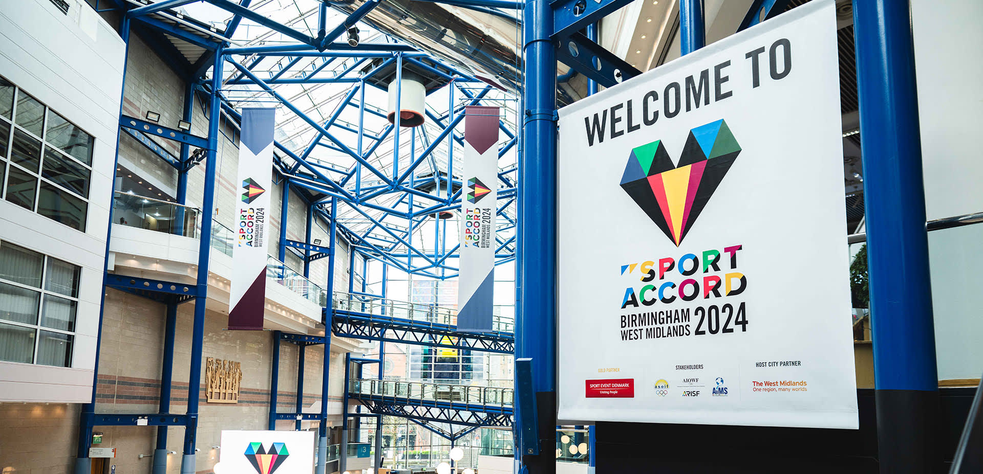 The ICC Birmingham with SportAccord 2024 branding