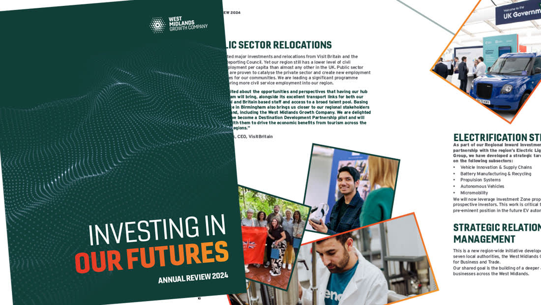 Mock up of the 2024 annual review document showing the cover and an internal spread