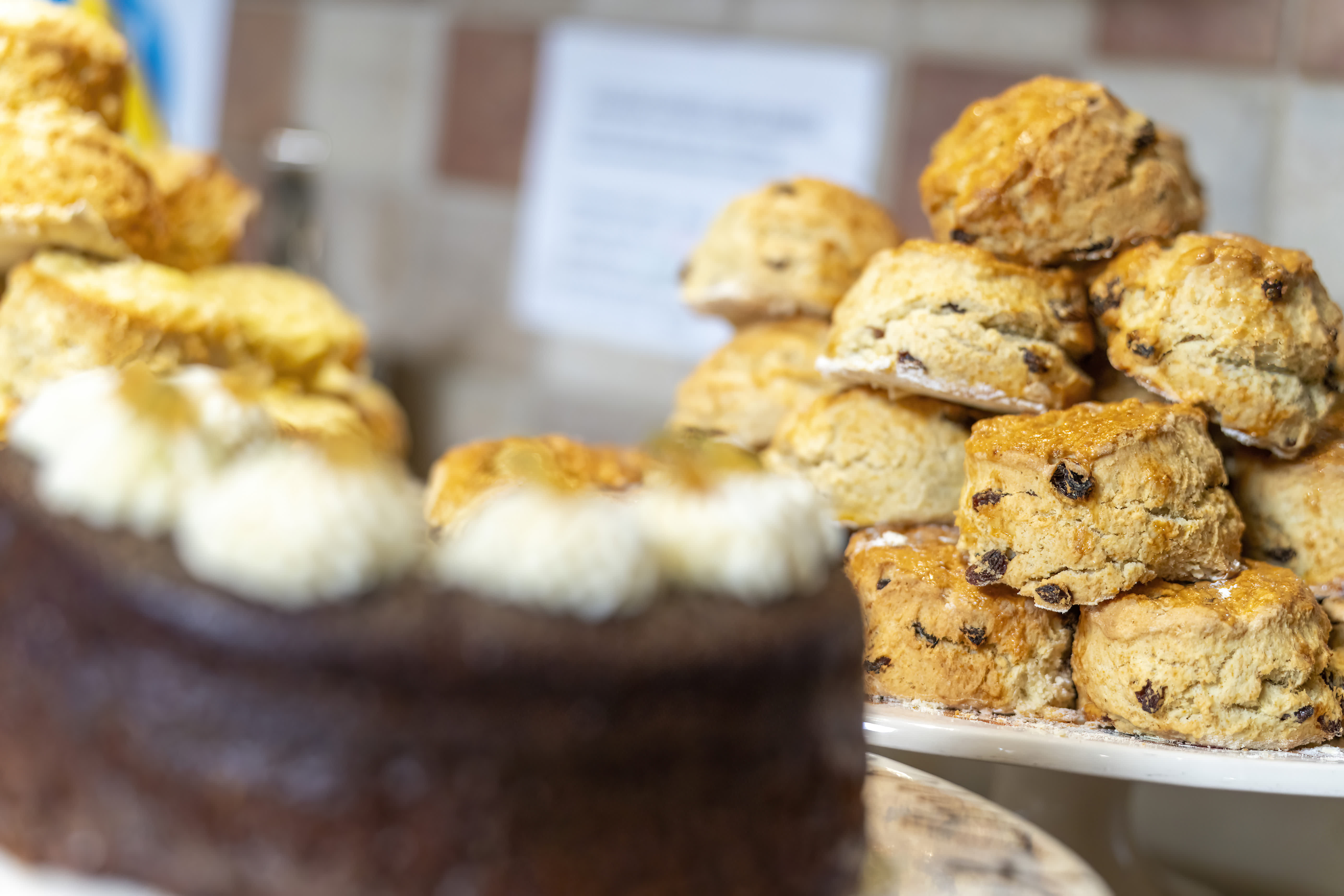 Scones and chocolate cake at the Aston Pottery Cafe