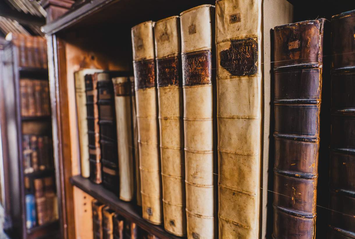 Old books on a shelf