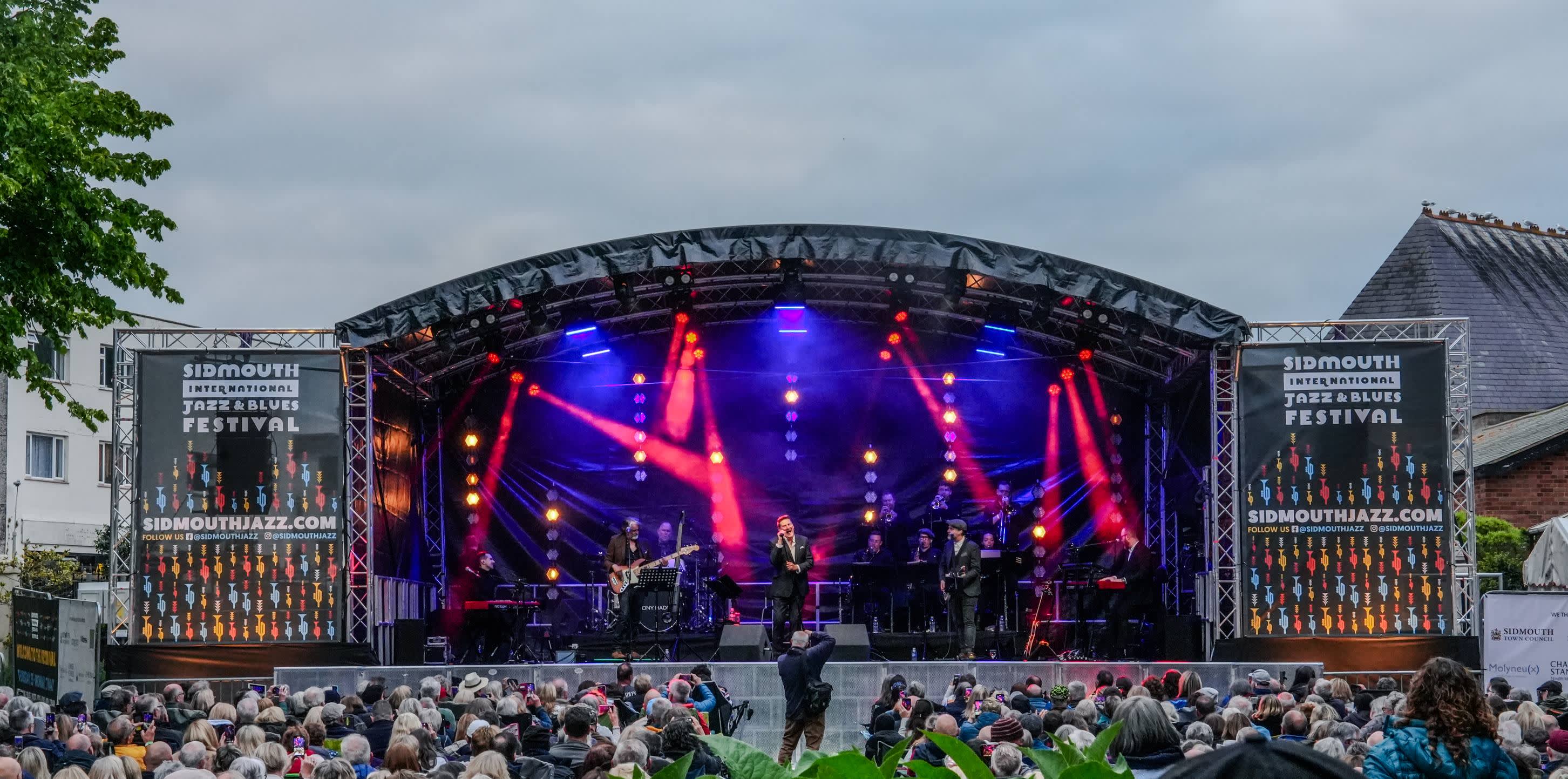 Sidmouth Jazz Fest photo of a stage with performance going on