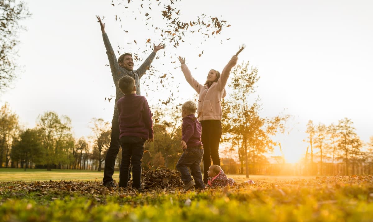 Autumn, family, sunset