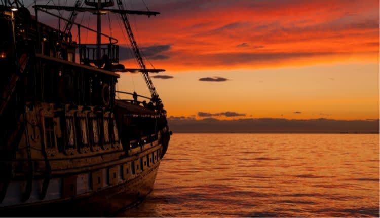 pirate ship out to sea