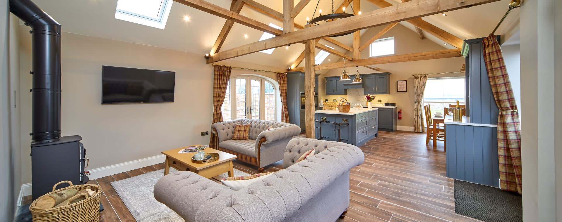 Living area and kitchen at Pasture House Holiday Cottages in East Yorkshire