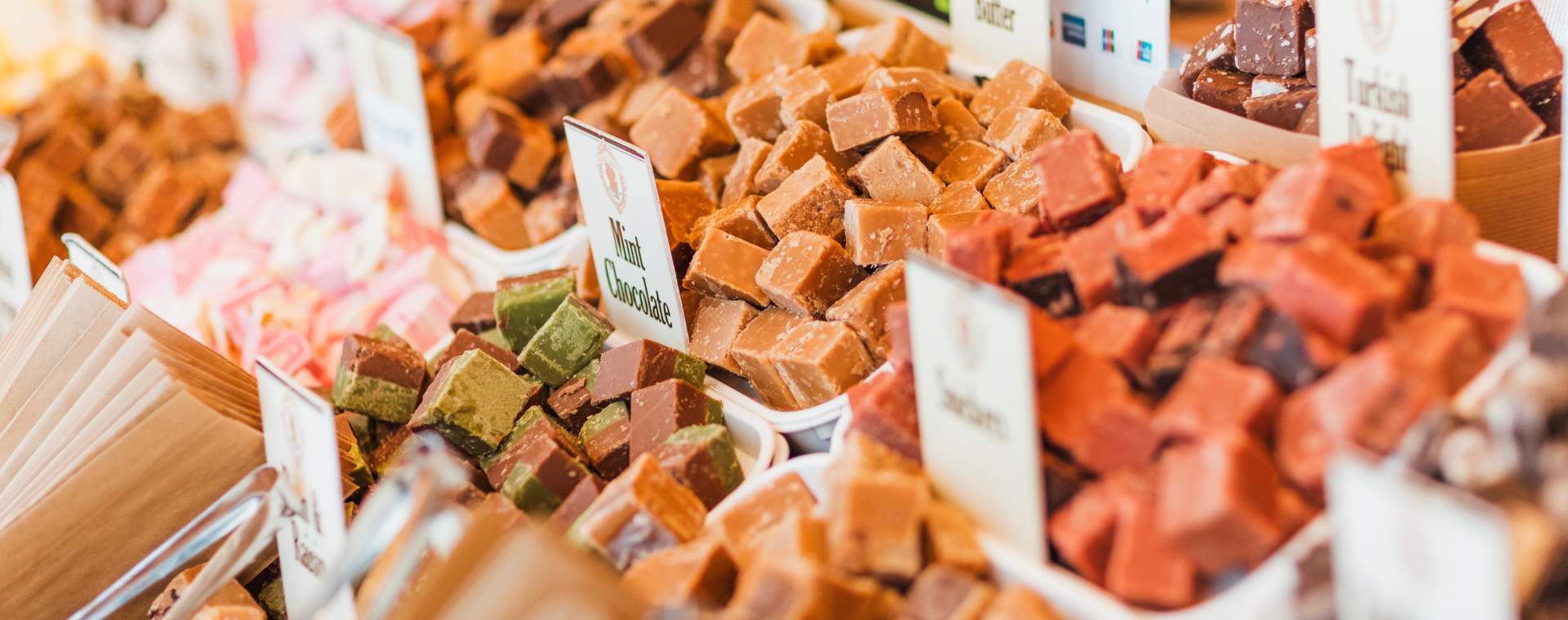 A market stall in East Yorkshire selling handmade fudge