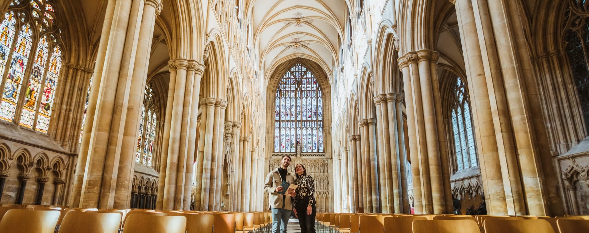 A couple admiring the architecture in Beverley Minster