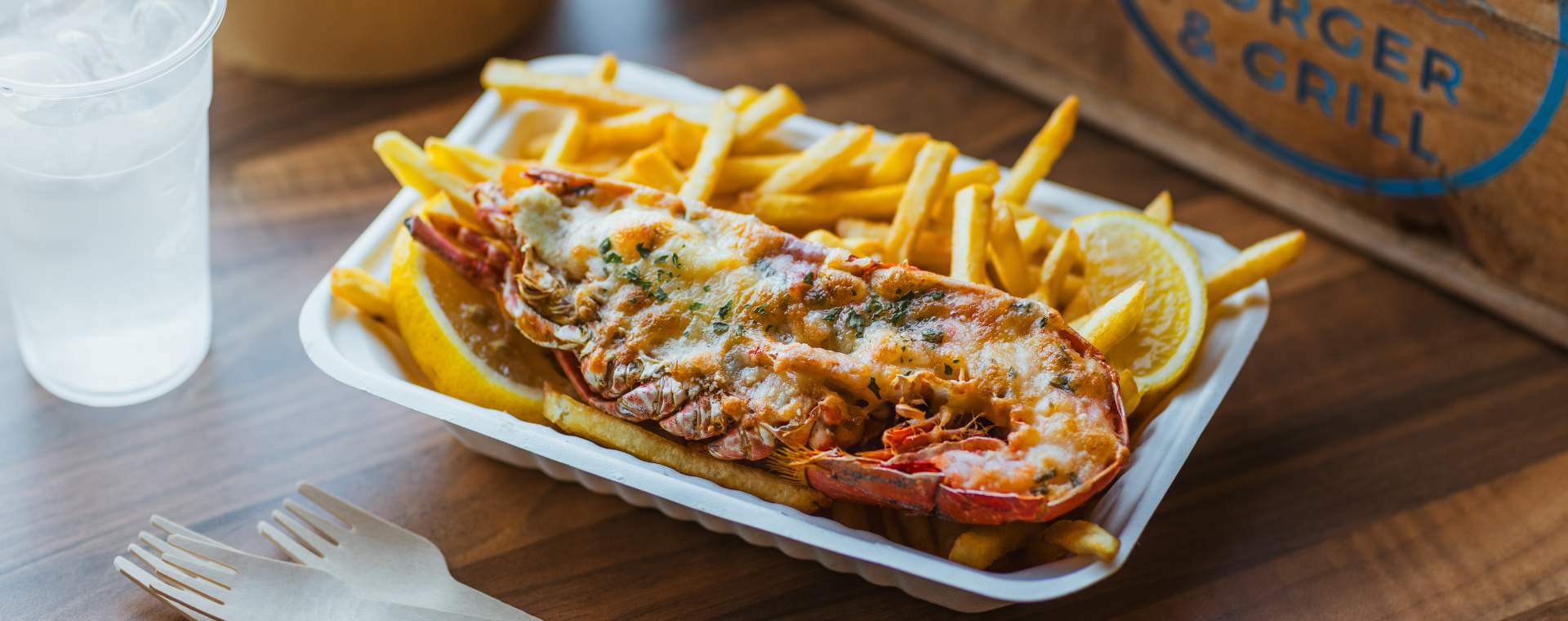 Takeaway lobster and chips from Boathouse in Flamborough