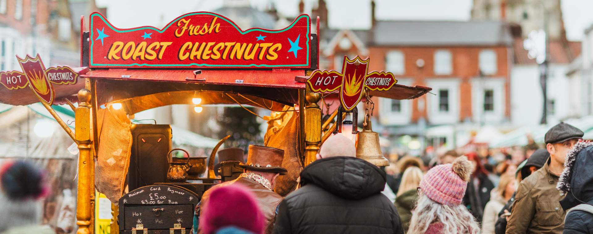 Roast chestnut stall at Beverley Festival of Christmas