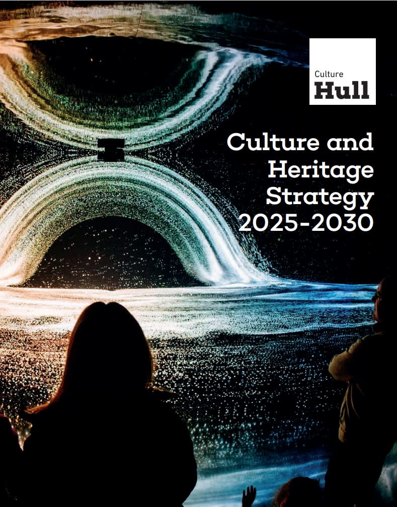 Hull Culture and Heritage Strategy 2025 - 2030 cover with an image of a model of the galaxy .
